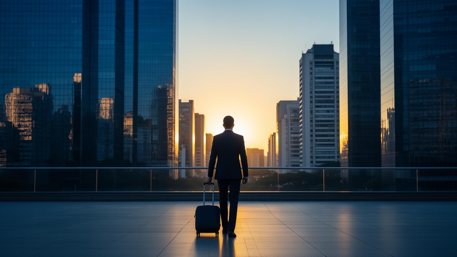 Executivo chegando à cidade